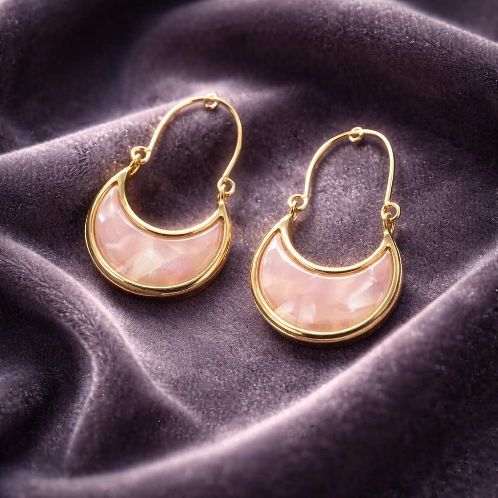Time and Tru Gold and Peach Hoop Earrings J2